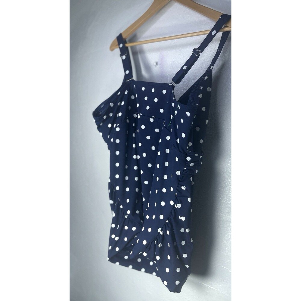 Lands End Blue White Polka Dot Underwire Bikini Swim Top Size 20W DDD Womens - Picture 12 of 13